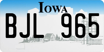 IA license plate BJL965