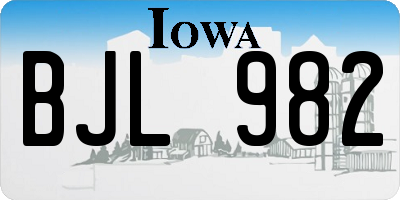 IA license plate BJL982