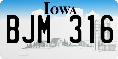 IA license plate BJM316