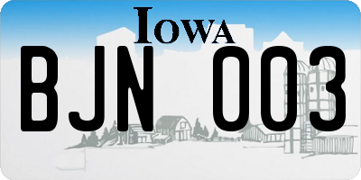 IA license plate BJN003