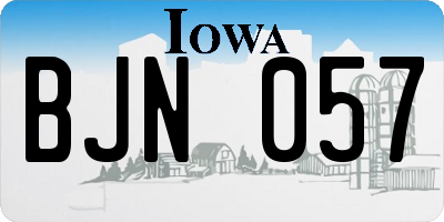 IA license plate BJN057