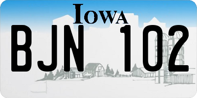 IA license plate BJN102