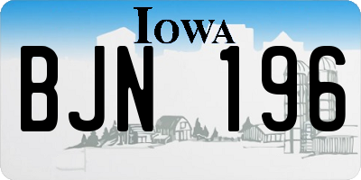 IA license plate BJN196