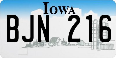 IA license plate BJN216