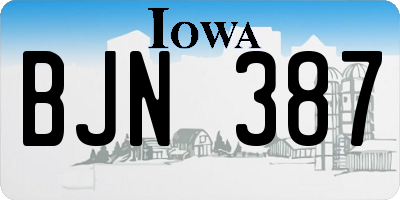 IA license plate BJN387