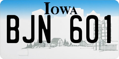 IA license plate BJN601