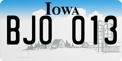 IA license plate BJO013
