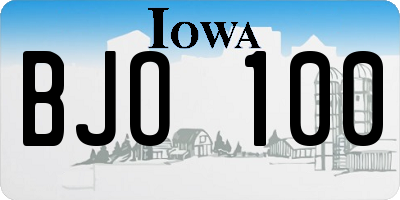 IA license plate BJO100