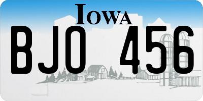 IA license plate BJO456