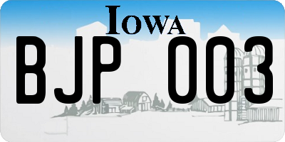 IA license plate BJP003