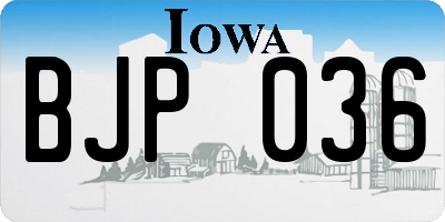 IA license plate BJP036