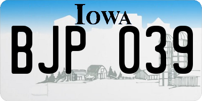 IA license plate BJP039