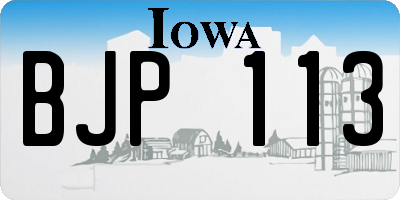 IA license plate BJP113