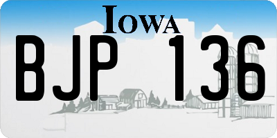 IA license plate BJP136