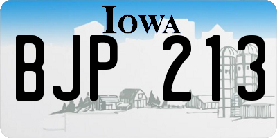 IA license plate BJP213