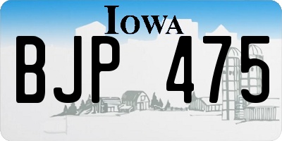 IA license plate BJP475