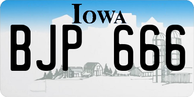 IA license plate BJP666