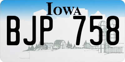 IA license plate BJP758
