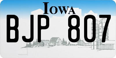 IA license plate BJP807