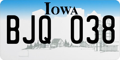 IA license plate BJQ038