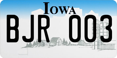 IA license plate BJR003