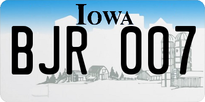 IA license plate BJR007