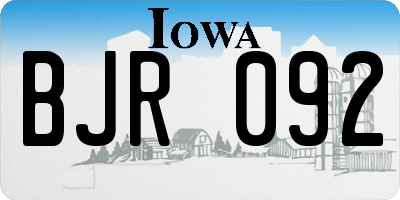 IA license plate BJR092