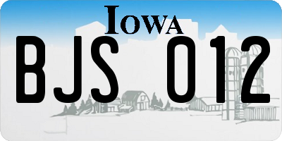 IA license plate BJS012