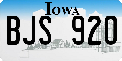 IA license plate BJS920