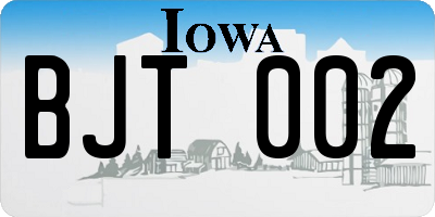 IA license plate BJT002
