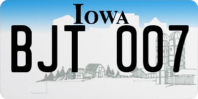 IA license plate BJT007