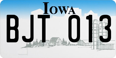 IA license plate BJT013