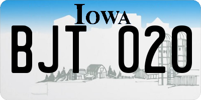 IA license plate BJT020