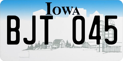 IA license plate BJT045