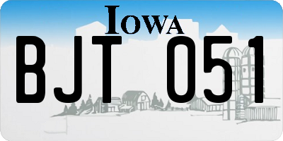 IA license plate BJT051