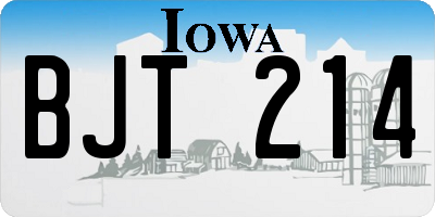 IA license plate BJT214