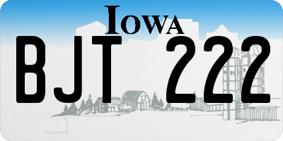 IA license plate BJT222