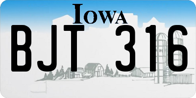IA license plate BJT316
