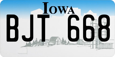 IA license plate BJT668