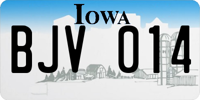 IA license plate BJV014