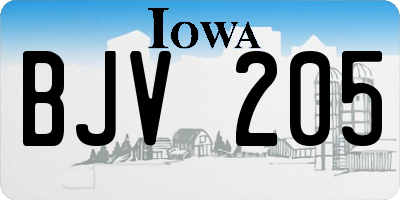 IA license plate BJV205