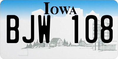 IA license plate BJW108