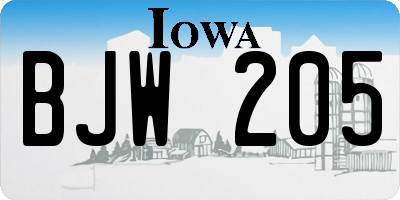 IA license plate BJW205