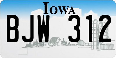 IA license plate BJW312