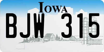 IA license plate BJW315