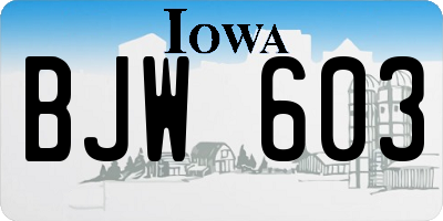 IA license plate BJW603