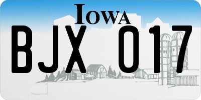 IA license plate BJX017