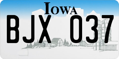 IA license plate BJX037