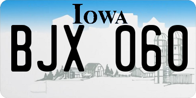 IA license plate BJX060