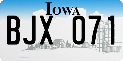IA license plate BJX071
